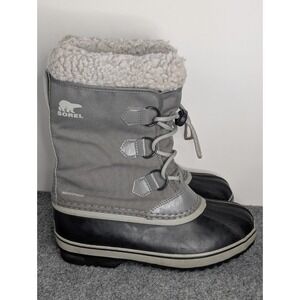 Sorel Waterproof Faux Fur Snow Boots Women's Size 4 Gray & Black Natural Rubber